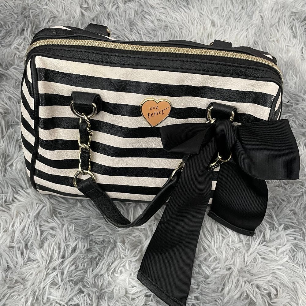 Striped Betsey Johnson Satchel Bag